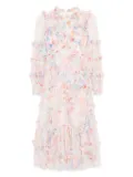 Needle & Thread floral diamond ruffle gown - Pink