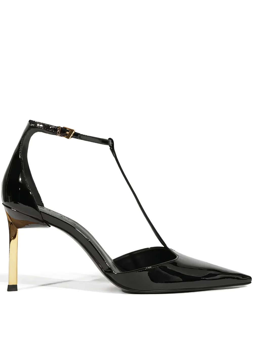Schutz 87mm T-bar strap patent pumps Black
