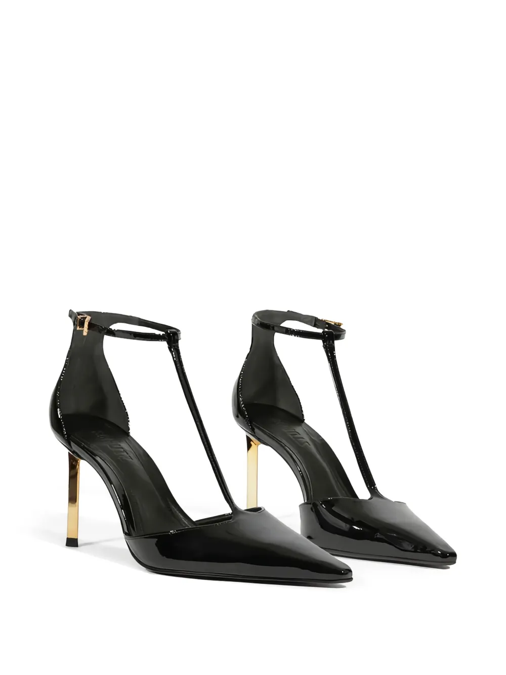 Schutz 87mm T-bar strap patent pumps Black