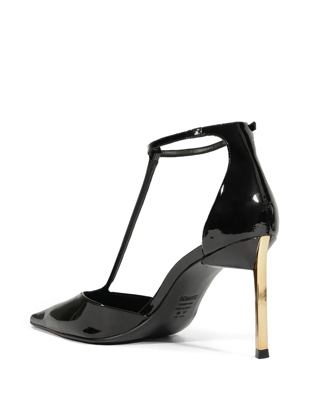 Schutz 87mm T-bar strap patent pumps Black