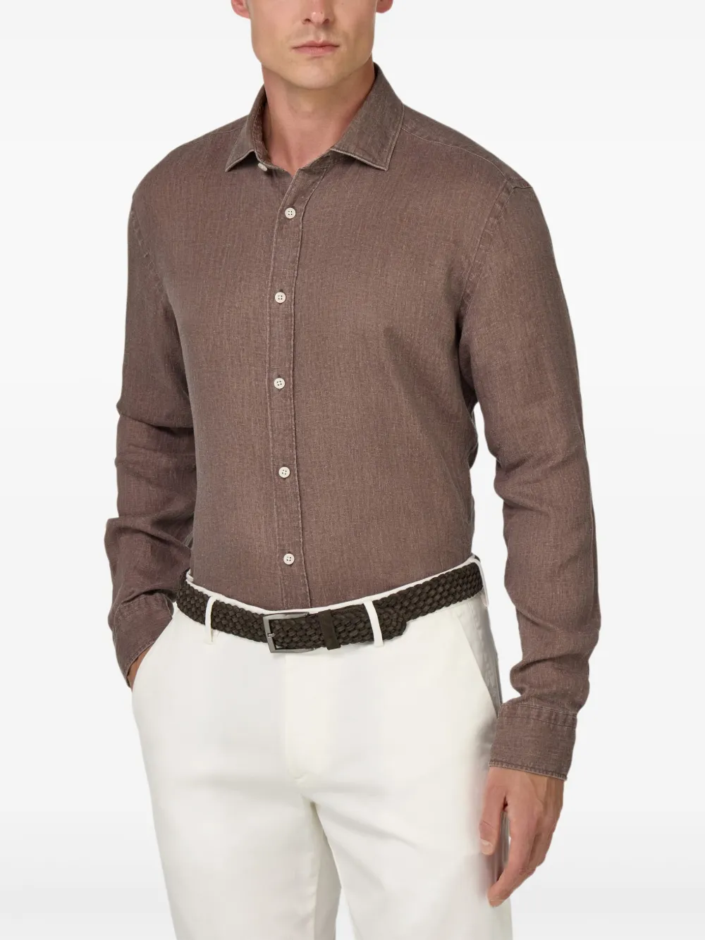 Boggi Milano Linnen overhemd Beige