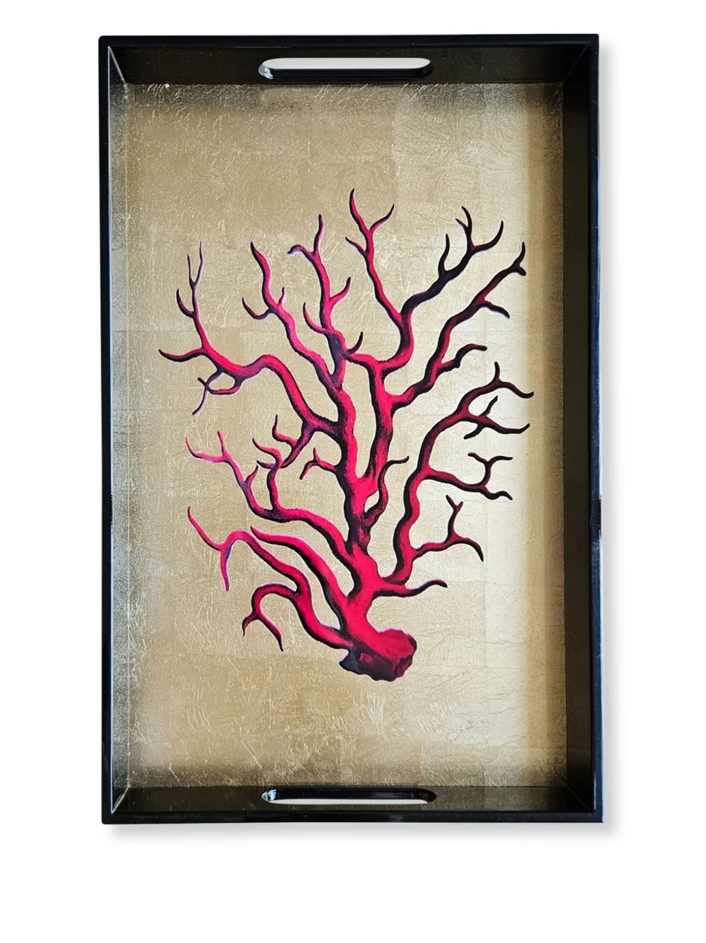 Les-Ottomans coral-print decorative tray (44cm x 25cm) | Neutrals | Image 1