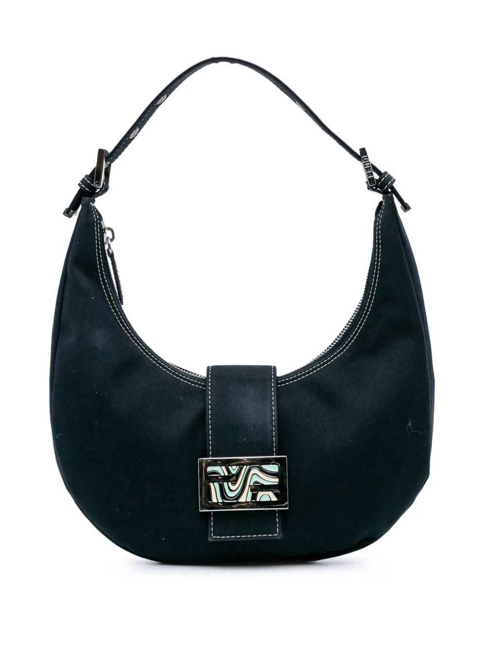 Fendi Pre-Owned 2000-2010 Canvas FF Marble Croissant shoulder bag | Blue | Image 1
