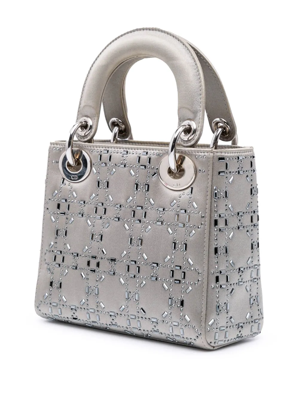 Christian Dior Pre-Owned 2018 Mini Satin Cannage Beaded Lady Dior satchel | Pre-Owned | Image 2
