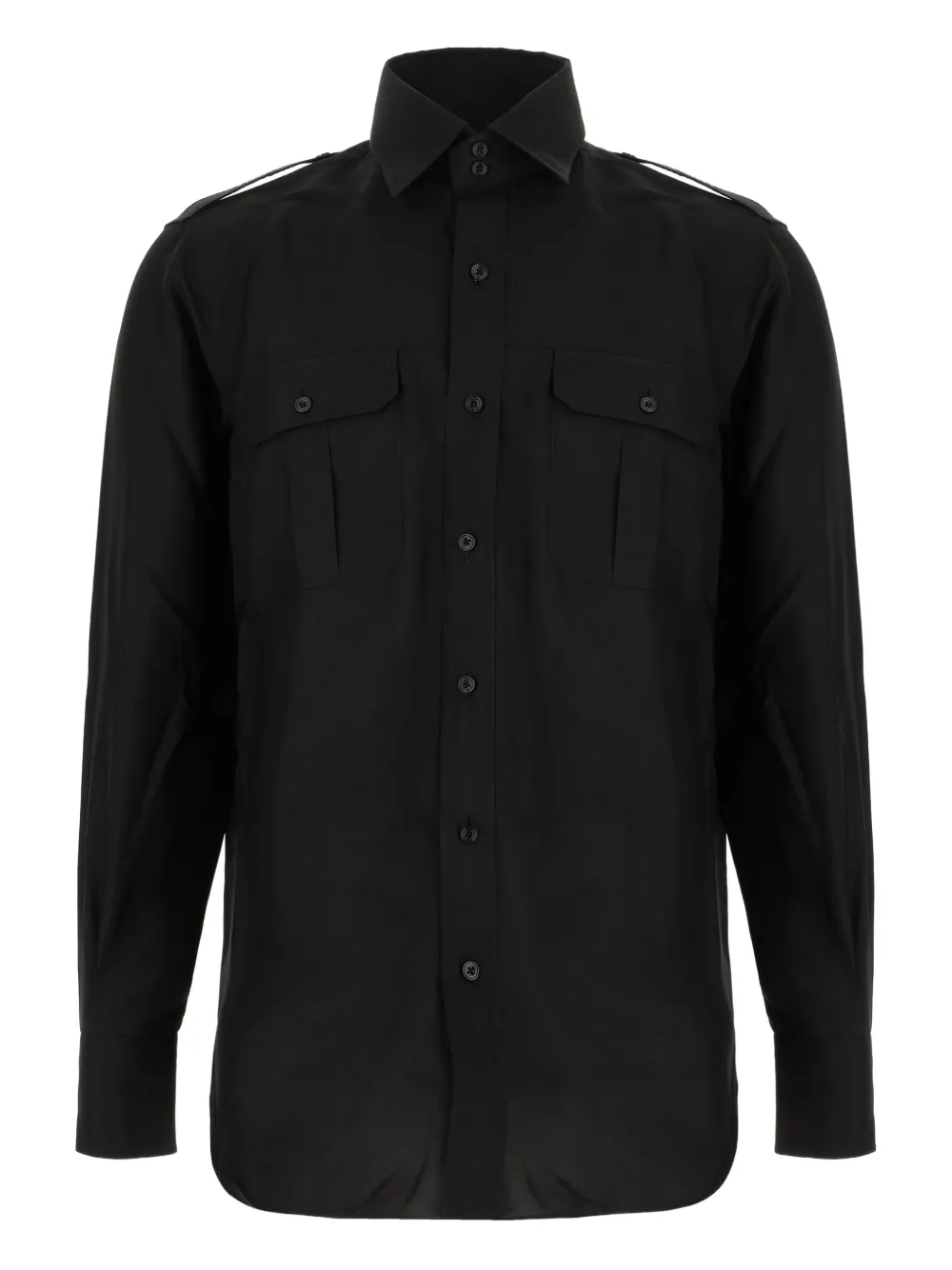 TOM FORD double-pocket long-sleeve shirt Zwart