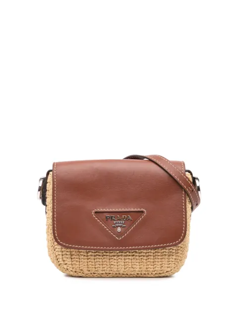 Prada Pre-Owned bolsa crossbody Raffia Vitello Flap 2013-2024
