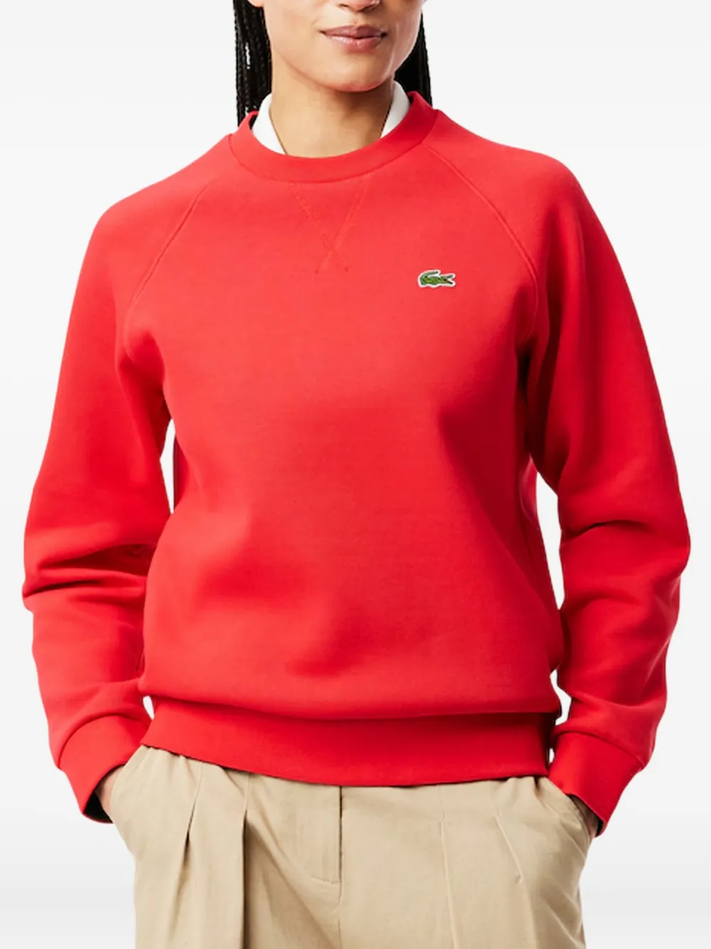Lacoste Piqué sweater met ronde hals Rood