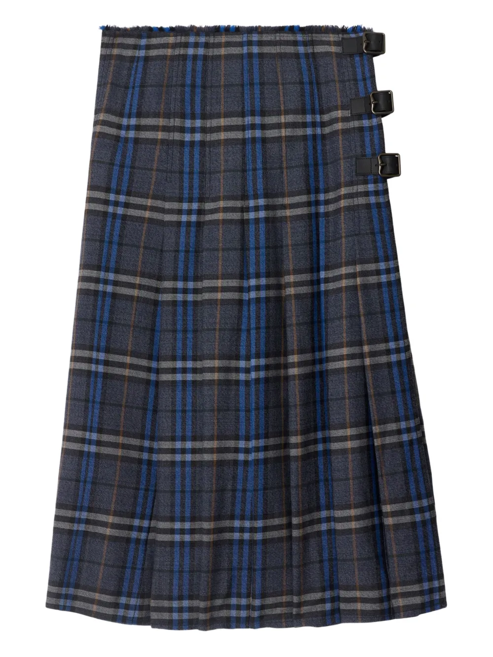 Burberry Check Midi Skirt In Gray