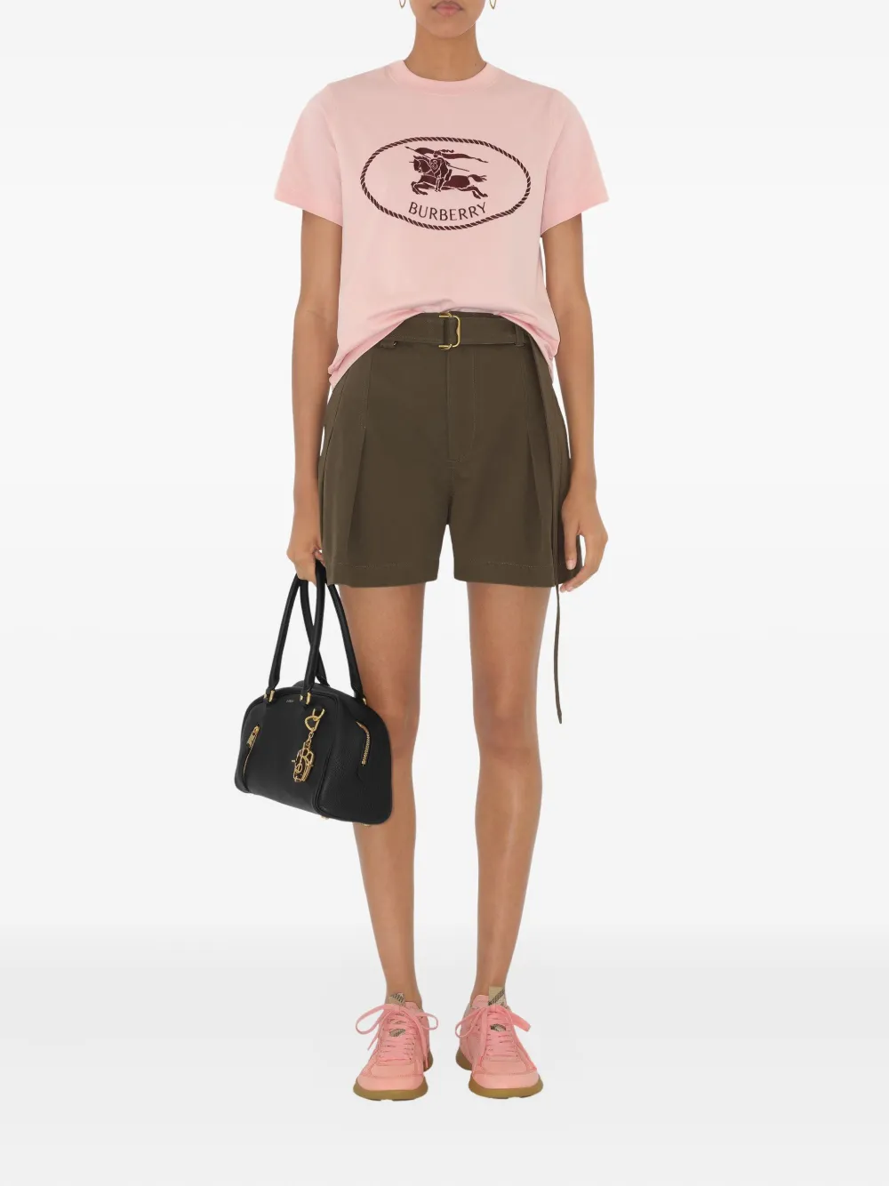 Burberry Gabardine shorts met ceintuur Bruin
