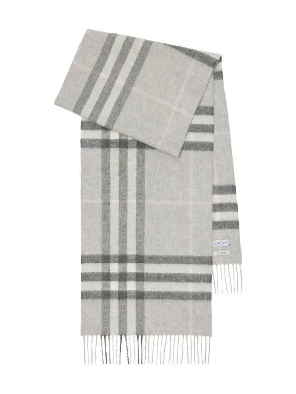 Burberry Checked Cashmere Scarf Grey FARFETCH UK