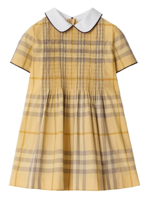 Burberry Kids فستان قطن بطبعة كاروهات