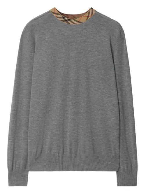 Pull en laine à bords à carreaux - Burberry - Modalova