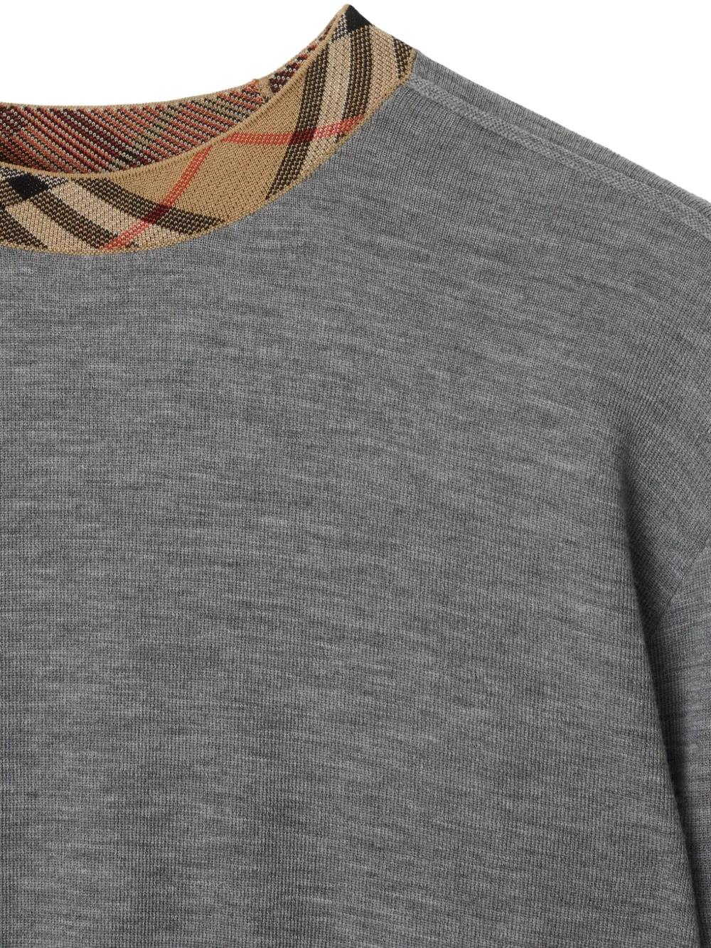 Burberry Wollen trui met geruite afwerking - Grijs