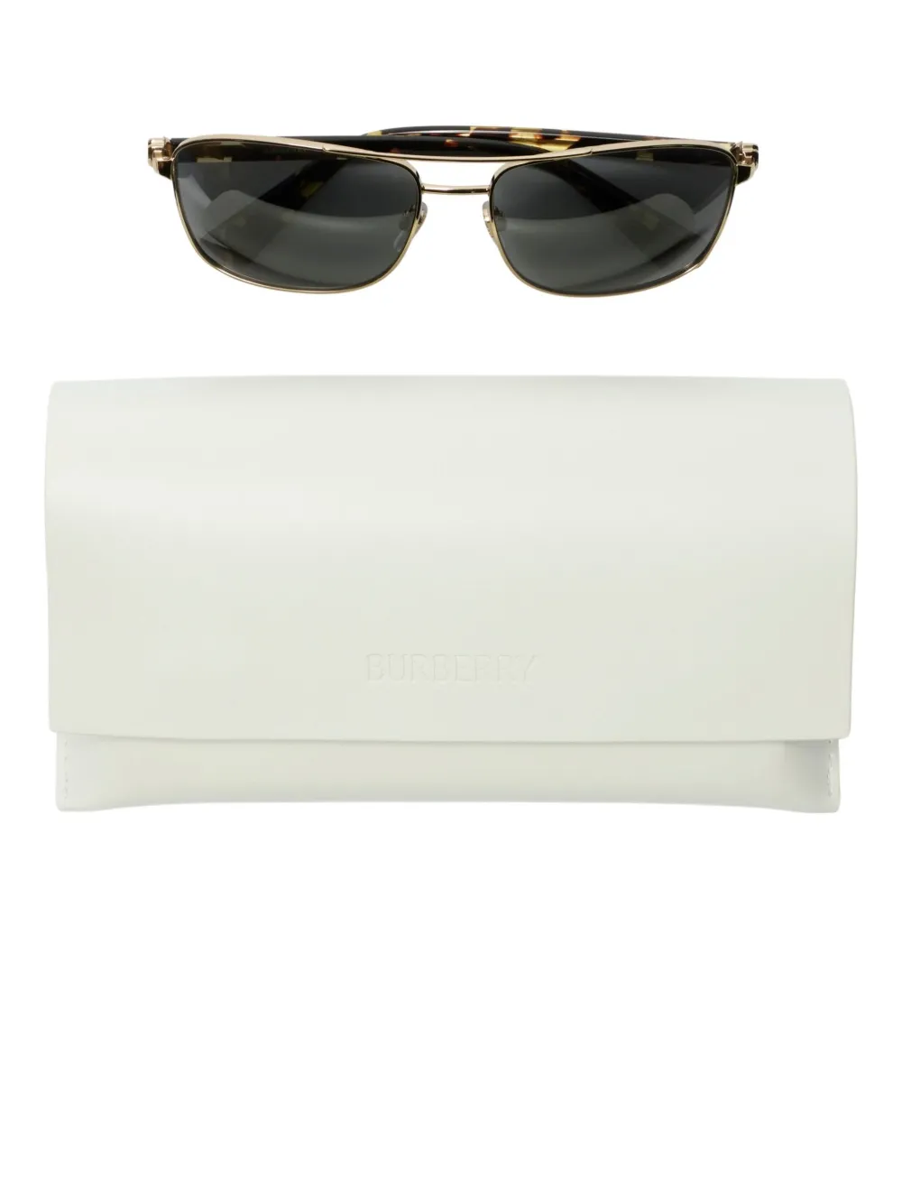 Burberry Eyewear Zonnebril met rechthoekig metalen montuur Goud