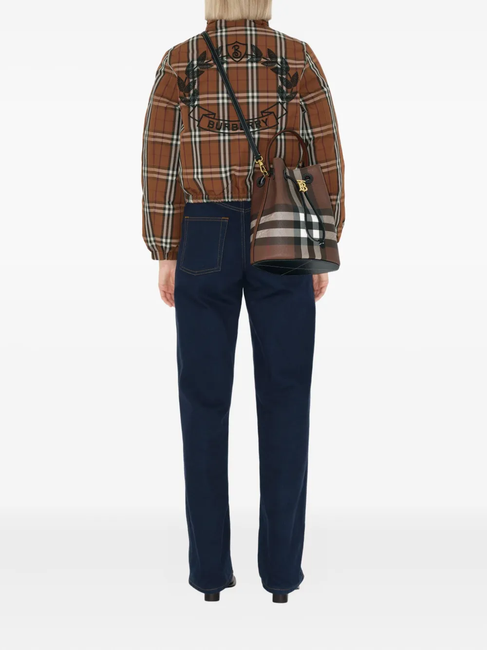 Burberry Kleine geruite bucket-tas Bruin