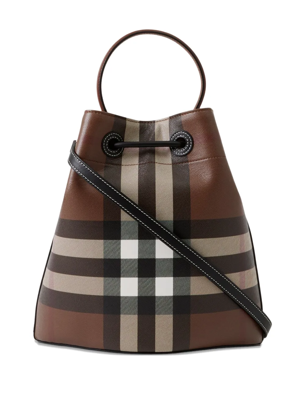 Burberry Kleine geruite bucket-tas Bruin