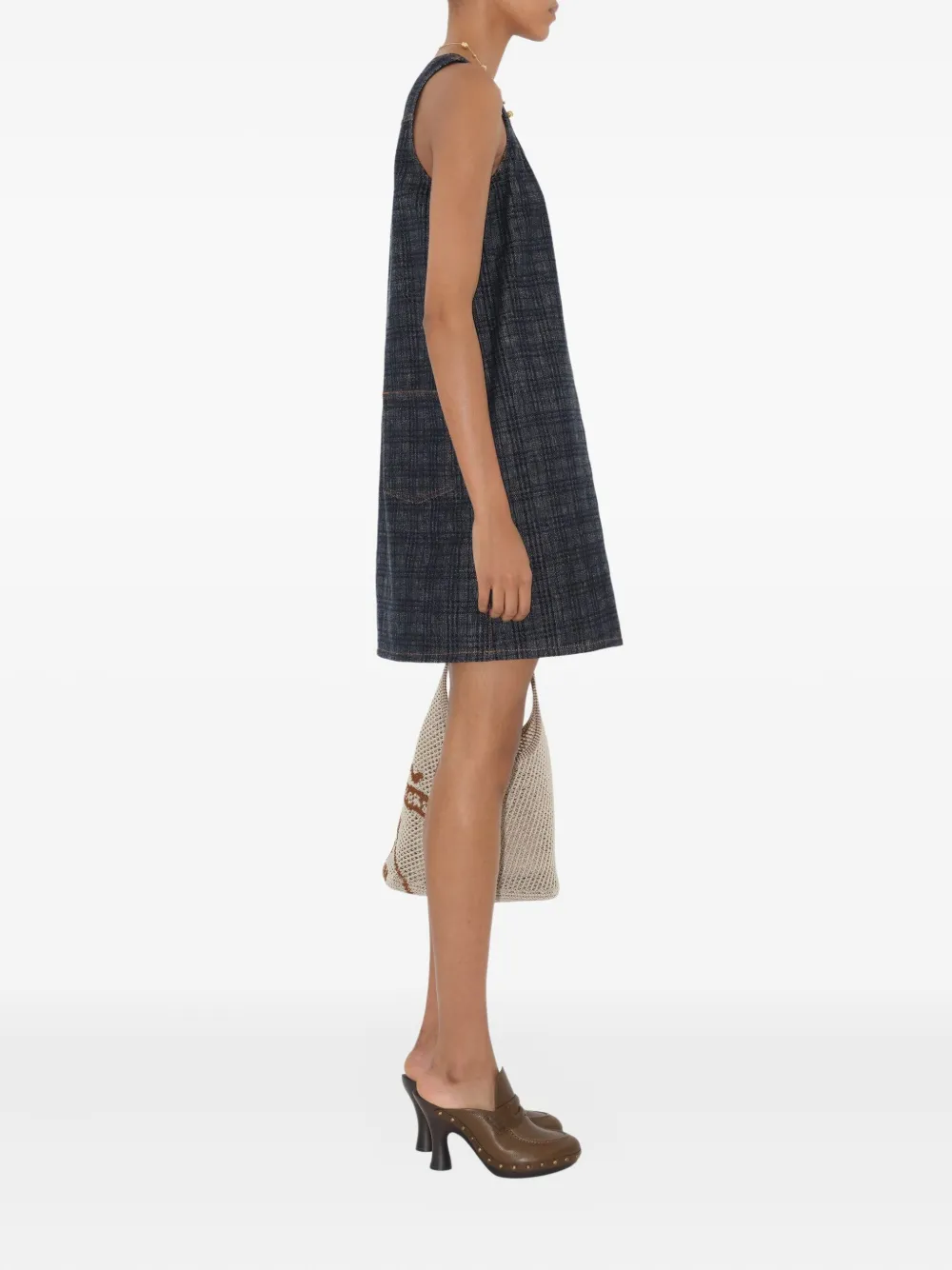 BURBERRY CHECKED DENIM DRESS
