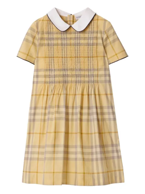 Burberry Kids فستان قطن بكاروهات