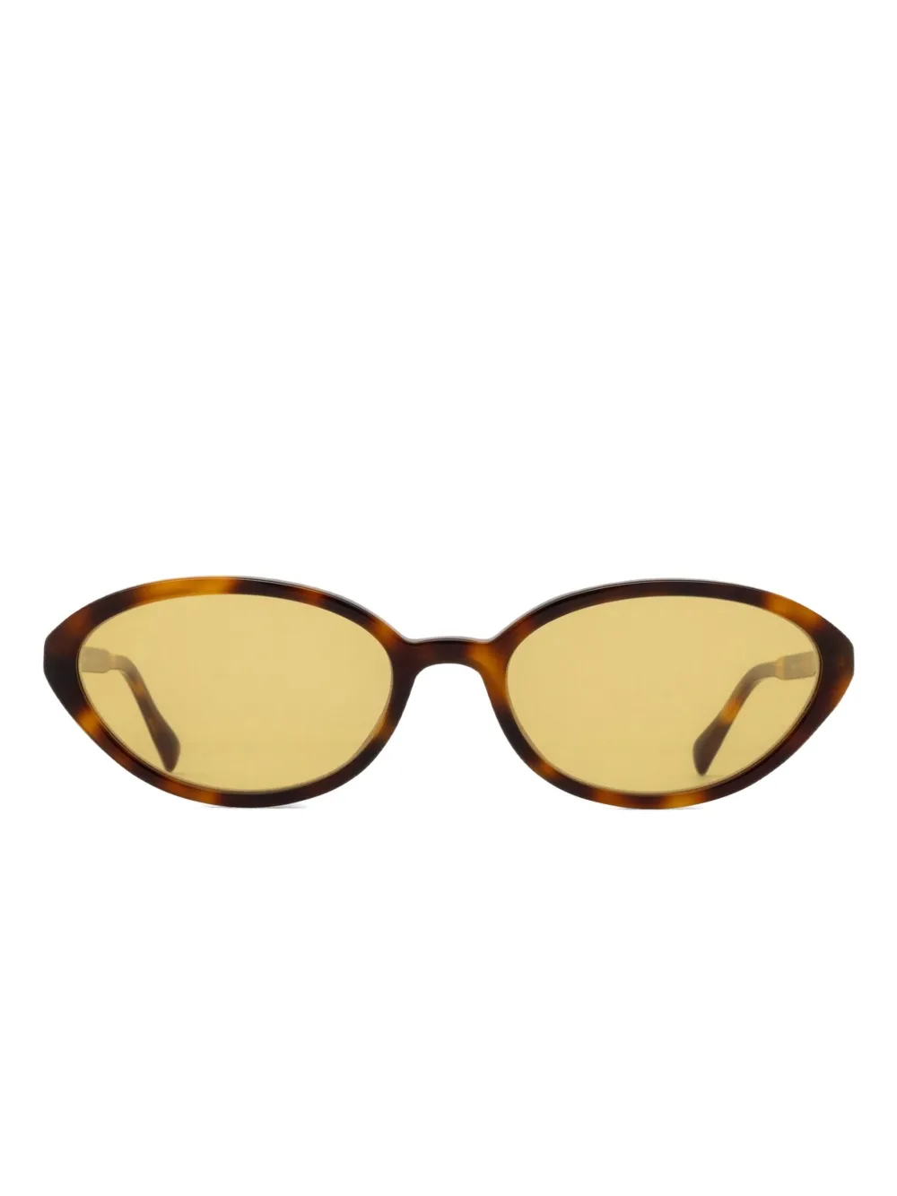Mykita Zonnebril met ovalen montuur en schildpadschild design Bruin