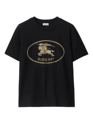 Burberry Check Cursive Logo Cotton T-shirt | Black | FARFETCH