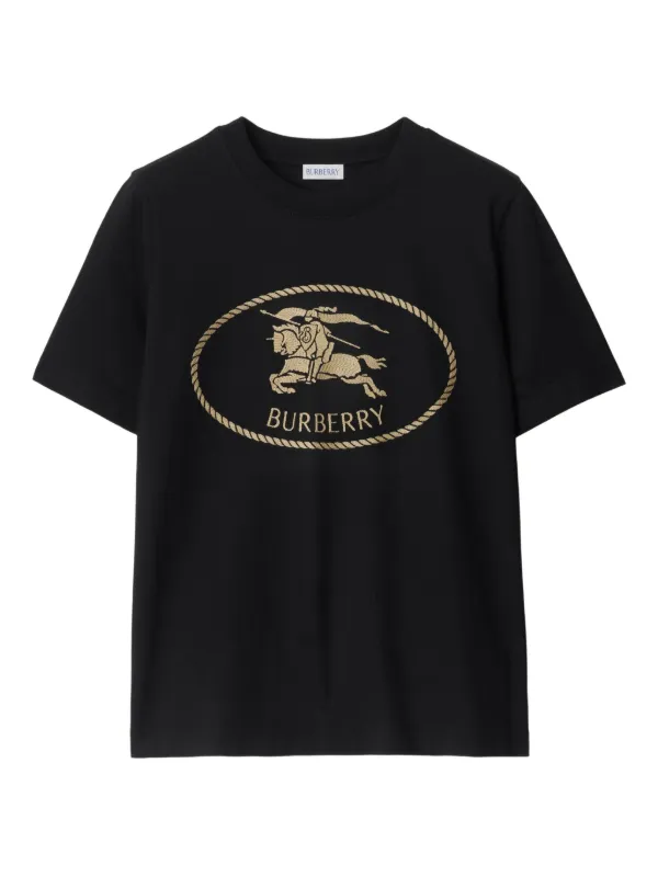 Burberry Knight Stamp Cotton T-shirt in Black