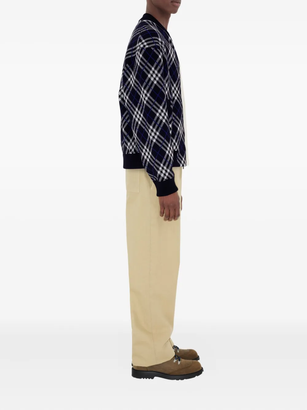 Burberry Geruite sweater met rits Blauw