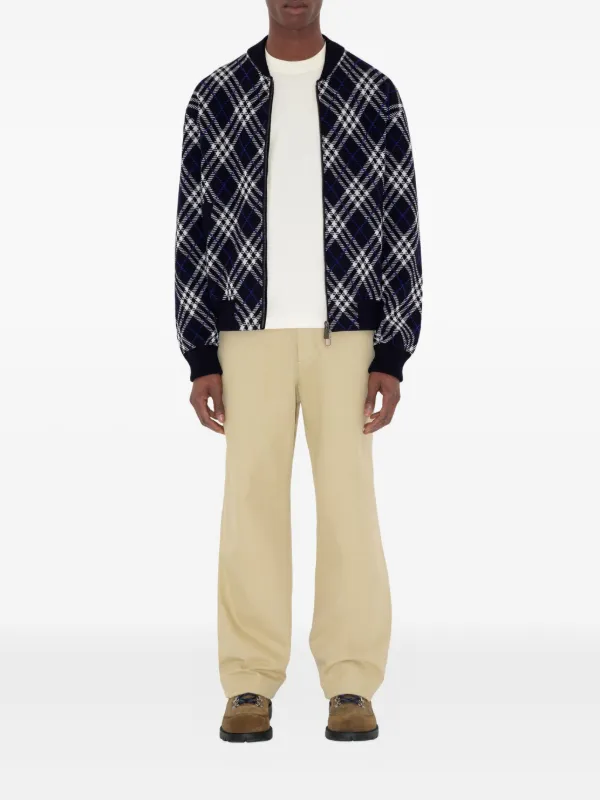 Burberry Checked zip-up Sweatshirt | Blue | FARFETCH