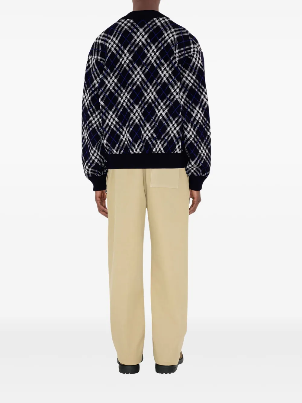 Burberry Geruite sweater met rits Blauw