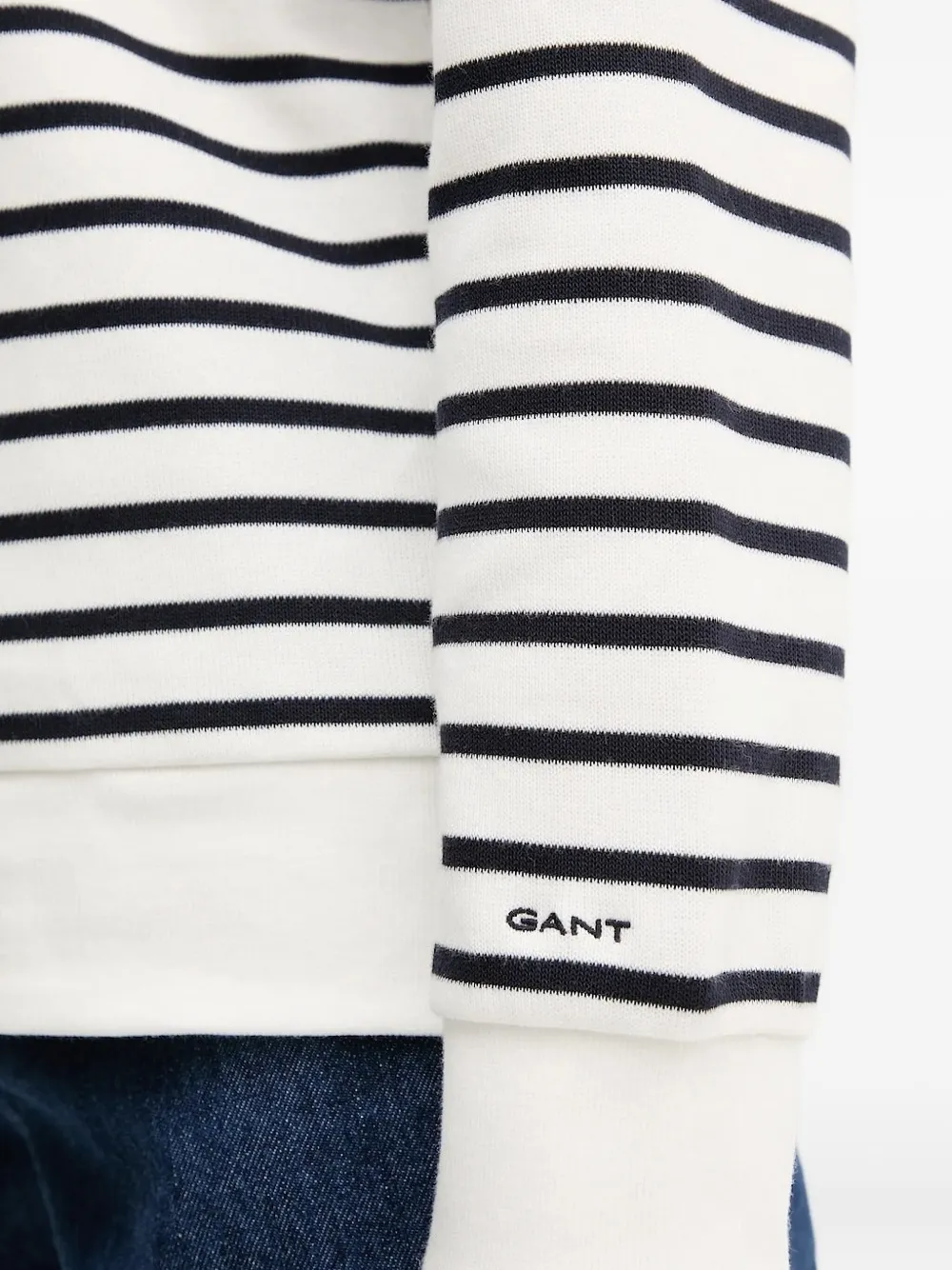 Gant Gestreepte trui met halve rits Wit
