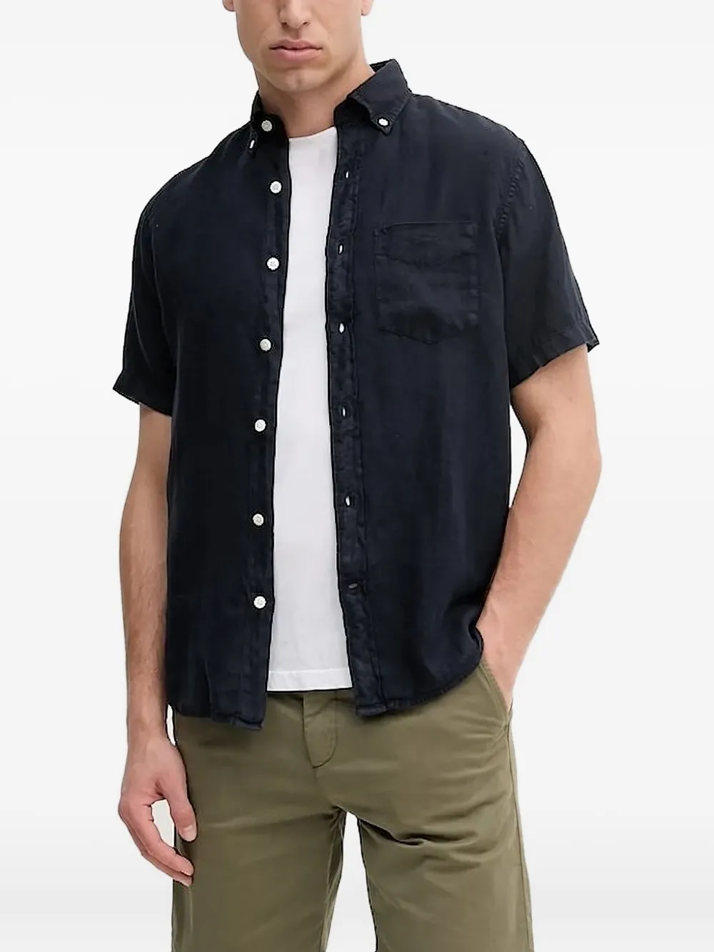 Gant overhemd met korte mouwen Blauw