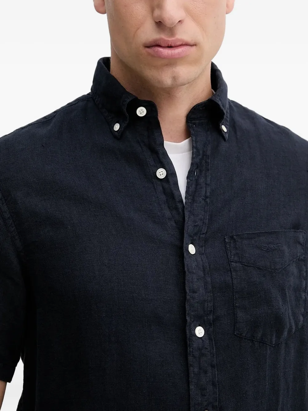 Gant overhemd met korte mouwen Blauw