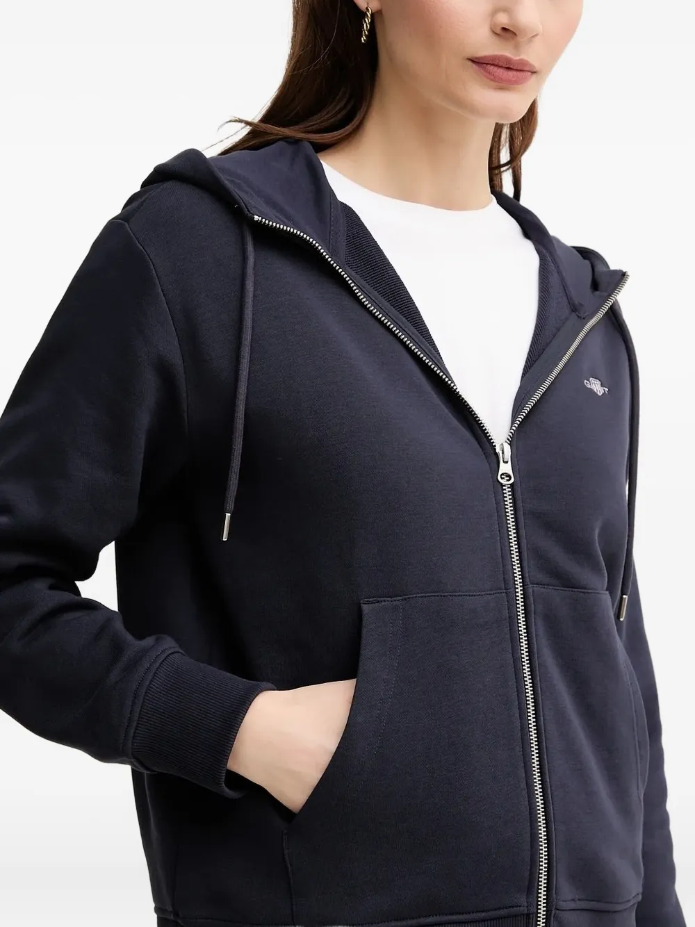 Gant Hoodie met rits Blauw