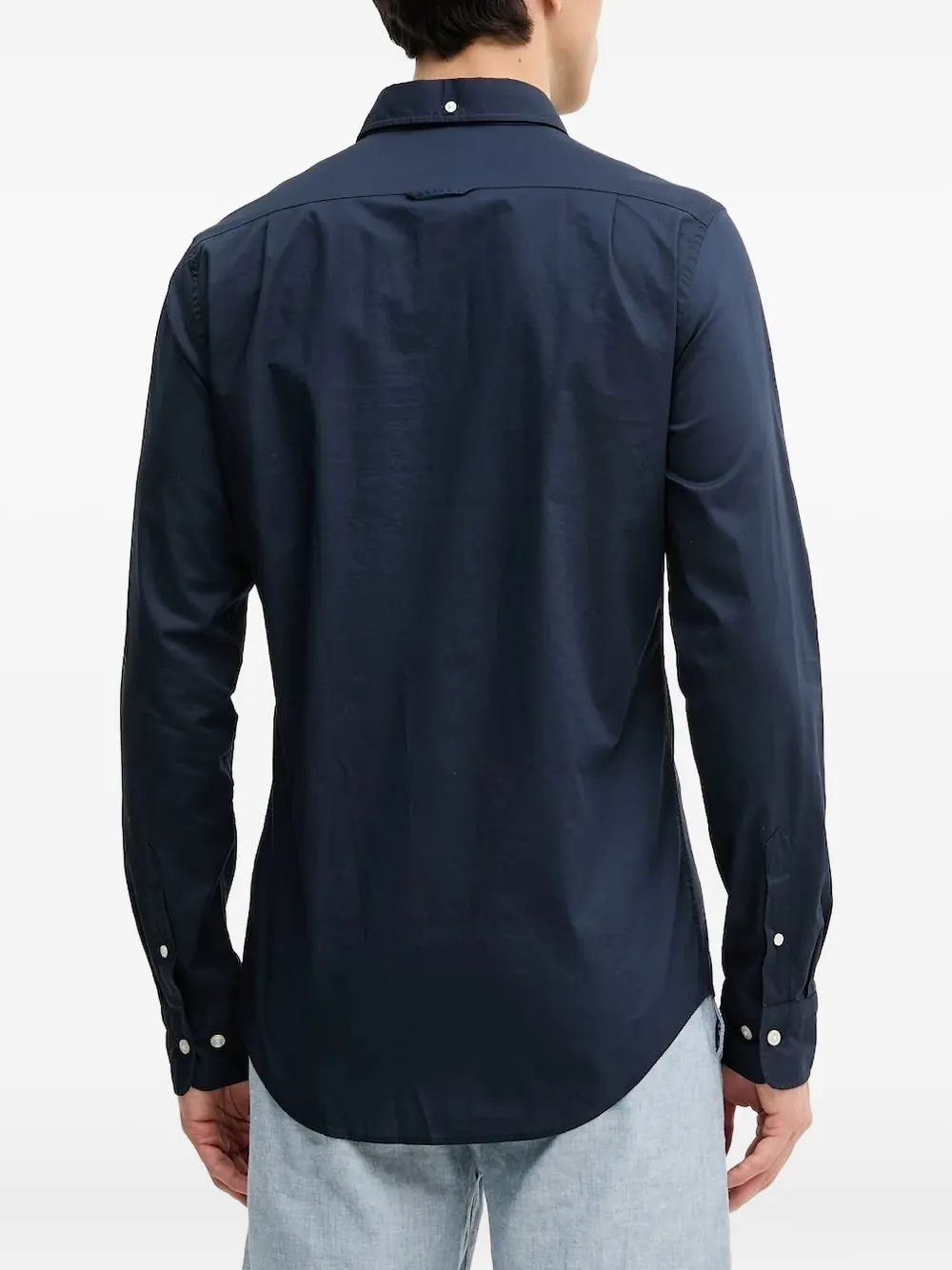 Gant logo-embroidered long-sleeve shirt - Blauw