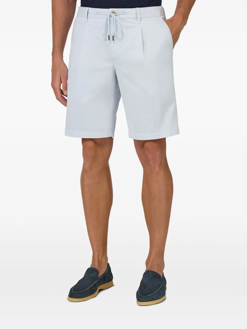 Boggi Milano Stretch Cotton Summer Bermuda Shorts Blauw