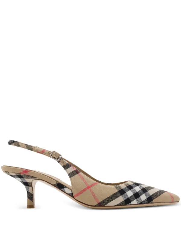Burberry Check Dame Slingback Pumps in Neutrals