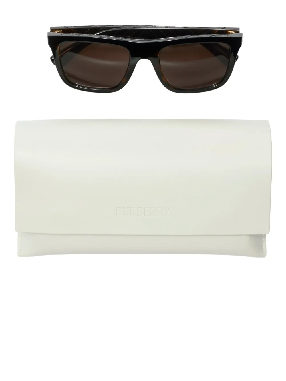 Burberry Eyewear Embossed Check zonnebril Bruin