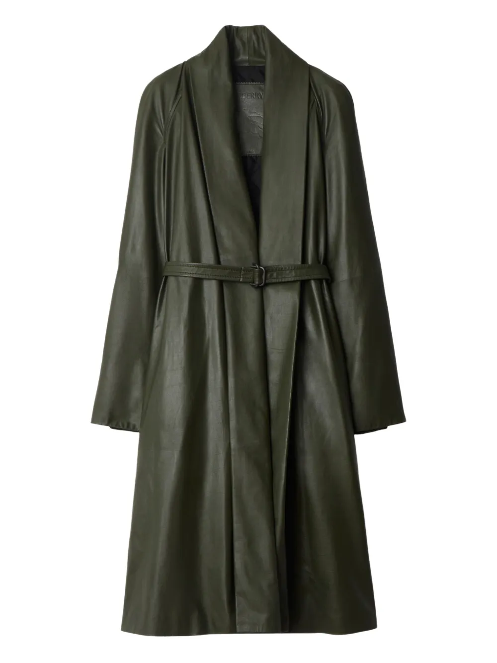 Burberry Leren jas met ceintuur Groen