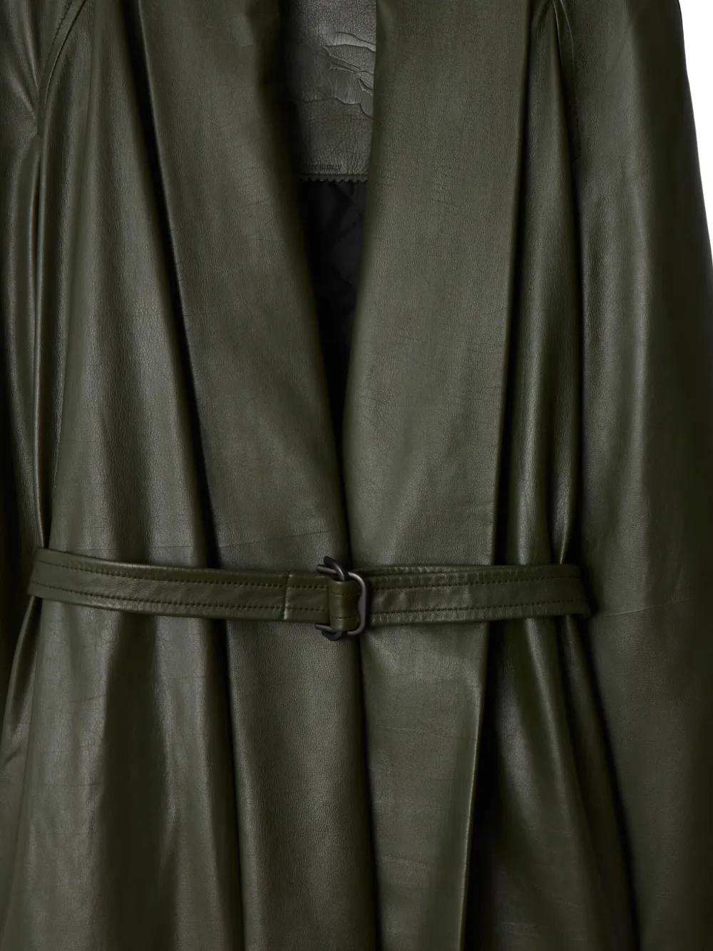 Burberry Leren jas met ceintuur - Groen