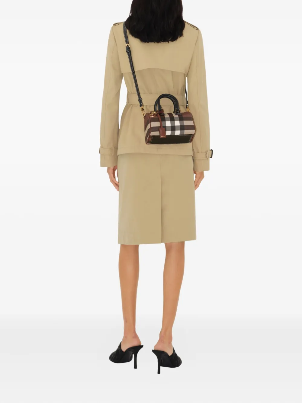 Burberry Geruite mini-shopper Bruin