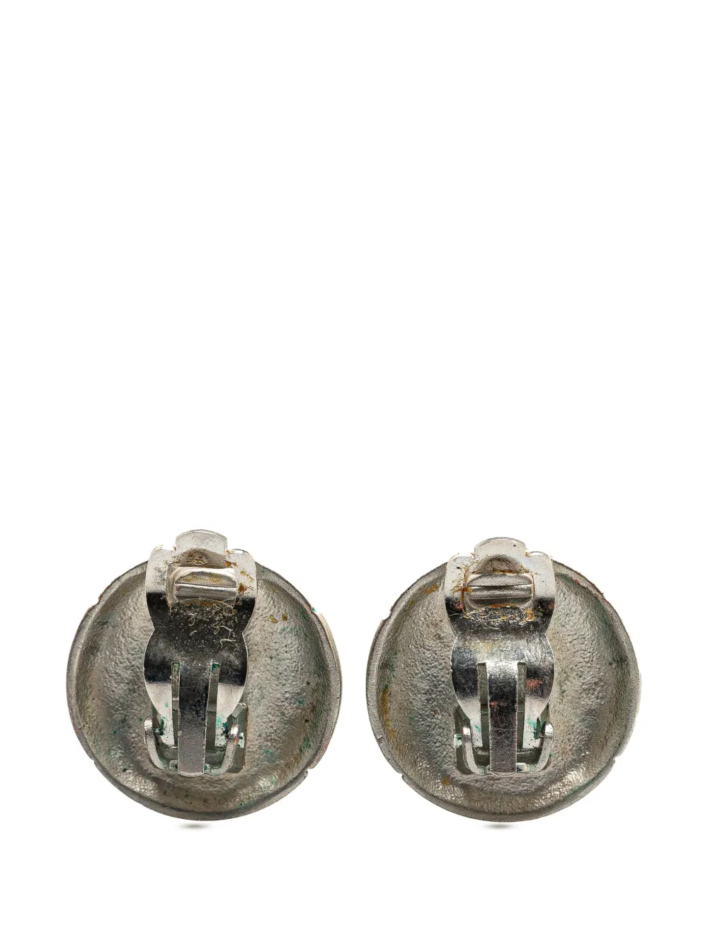 CHANEL Pre-Owned 1998 Silver CC Round Clip On Earrings costume earrings | Image 2