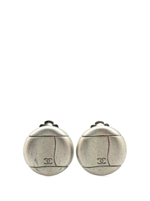 CHANEL Pre-Owned Orecchini tondi CC a clip con placcatura argento 1998