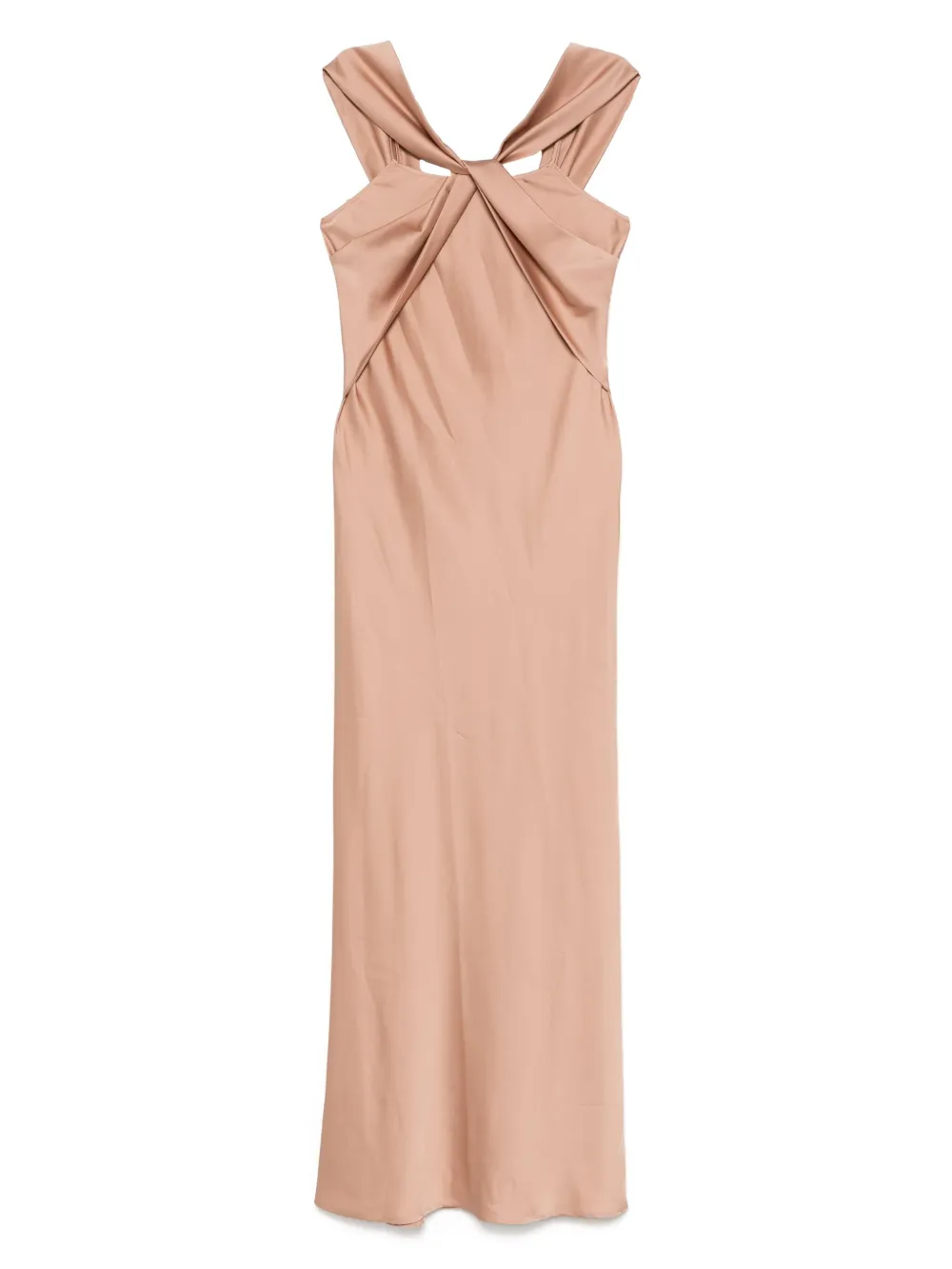 D.Exterior Satijnen maxi-jurk Beige