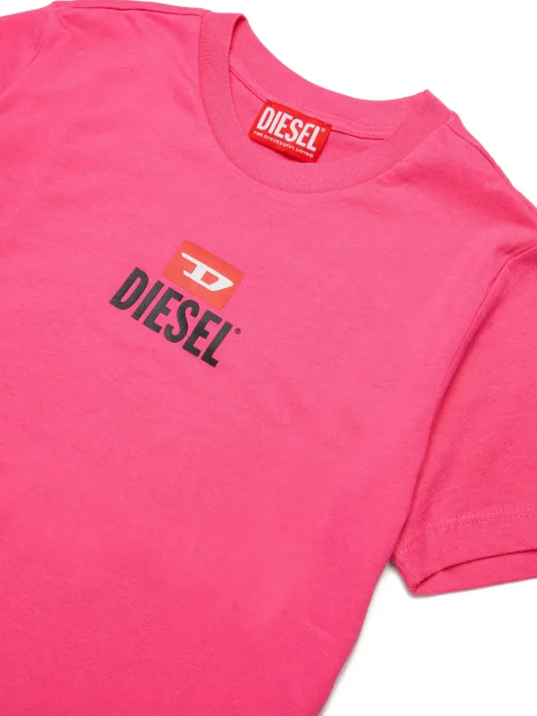 Diesel Kids logo-print Cotton T-shirt | Pink | FARFETCH