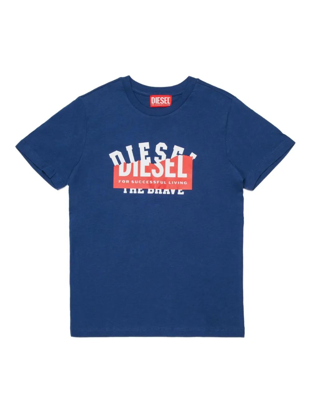 Diesel Kids T-shirt met logoprint Blauw