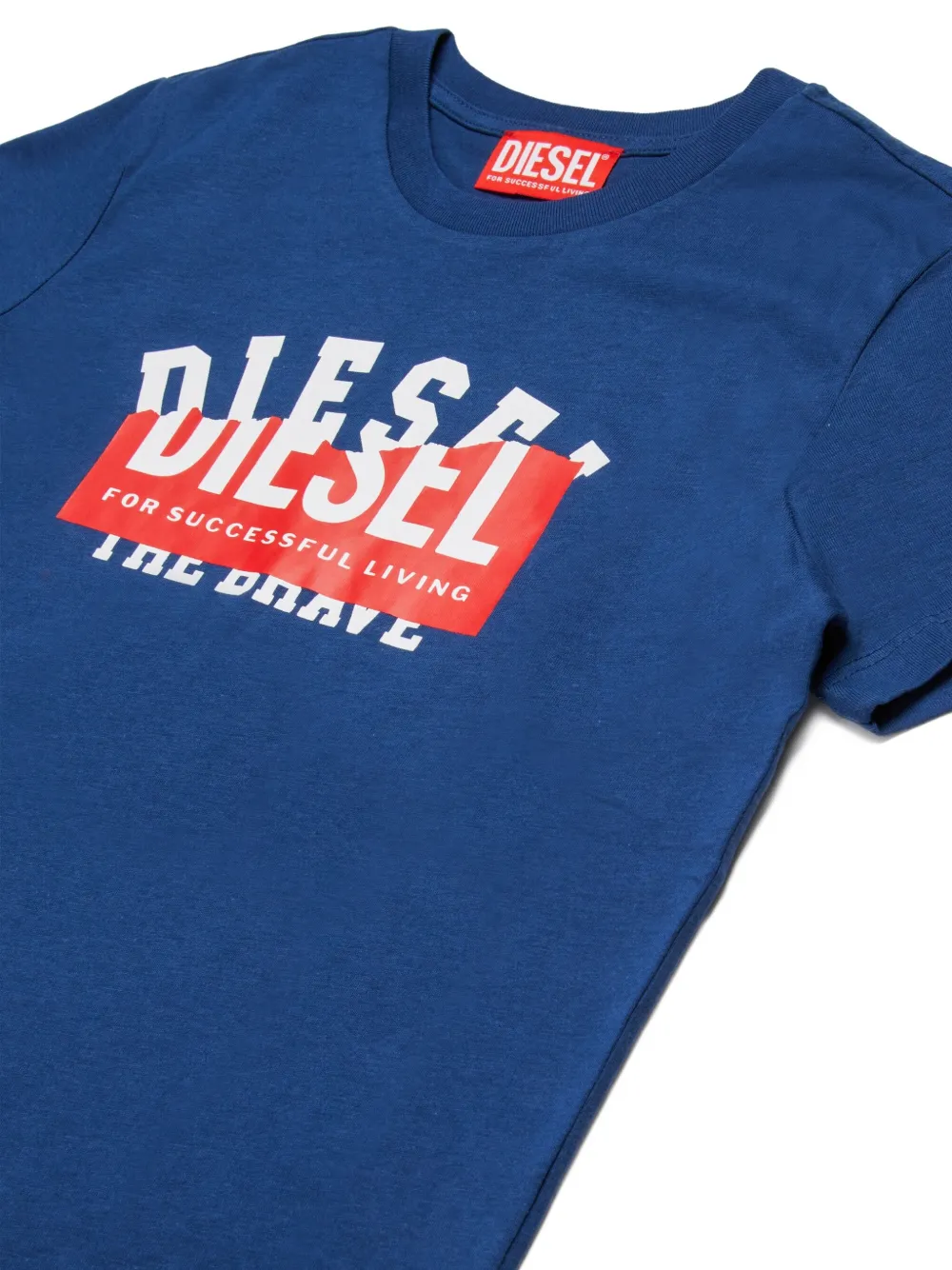 Diesel Kids T-shirt met logoprint Blauw