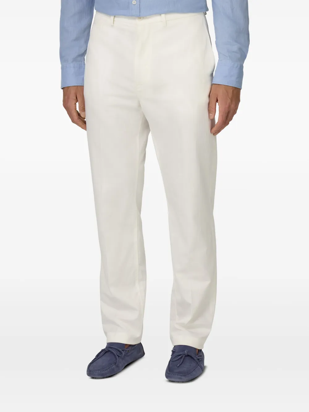 Boggi Milano Stretch Cotton and Linen Trousers Wit