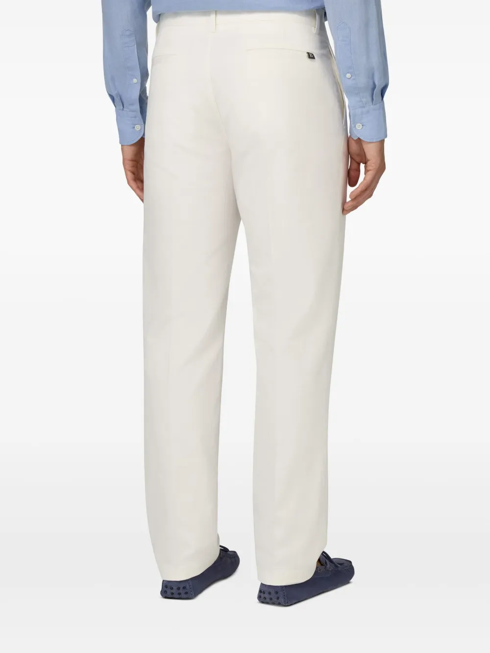 Boggi Milano Stretch Cotton and Linen Trousers Wit