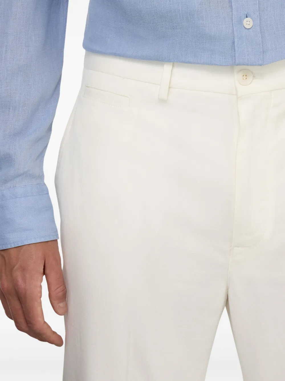 Boggi Milano Stretch Cotton and Linen Trousers Wit