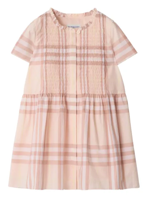 Burberry Kids فستان قطن بطبعة كاروهات