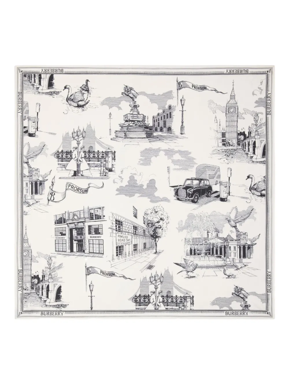 Burberry London Landmarks-print Silk Scarf